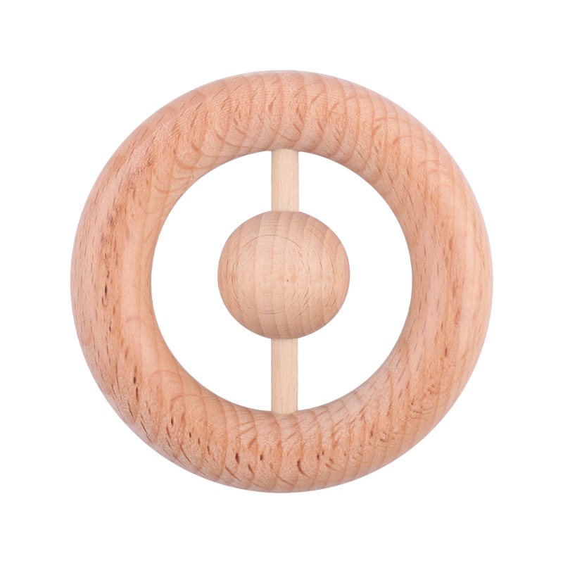 Nuevo bebé suministros ronda Beech sonajero creativo bebé agarre de la mano mordedor interactivo ejercicio teether palo de juguete