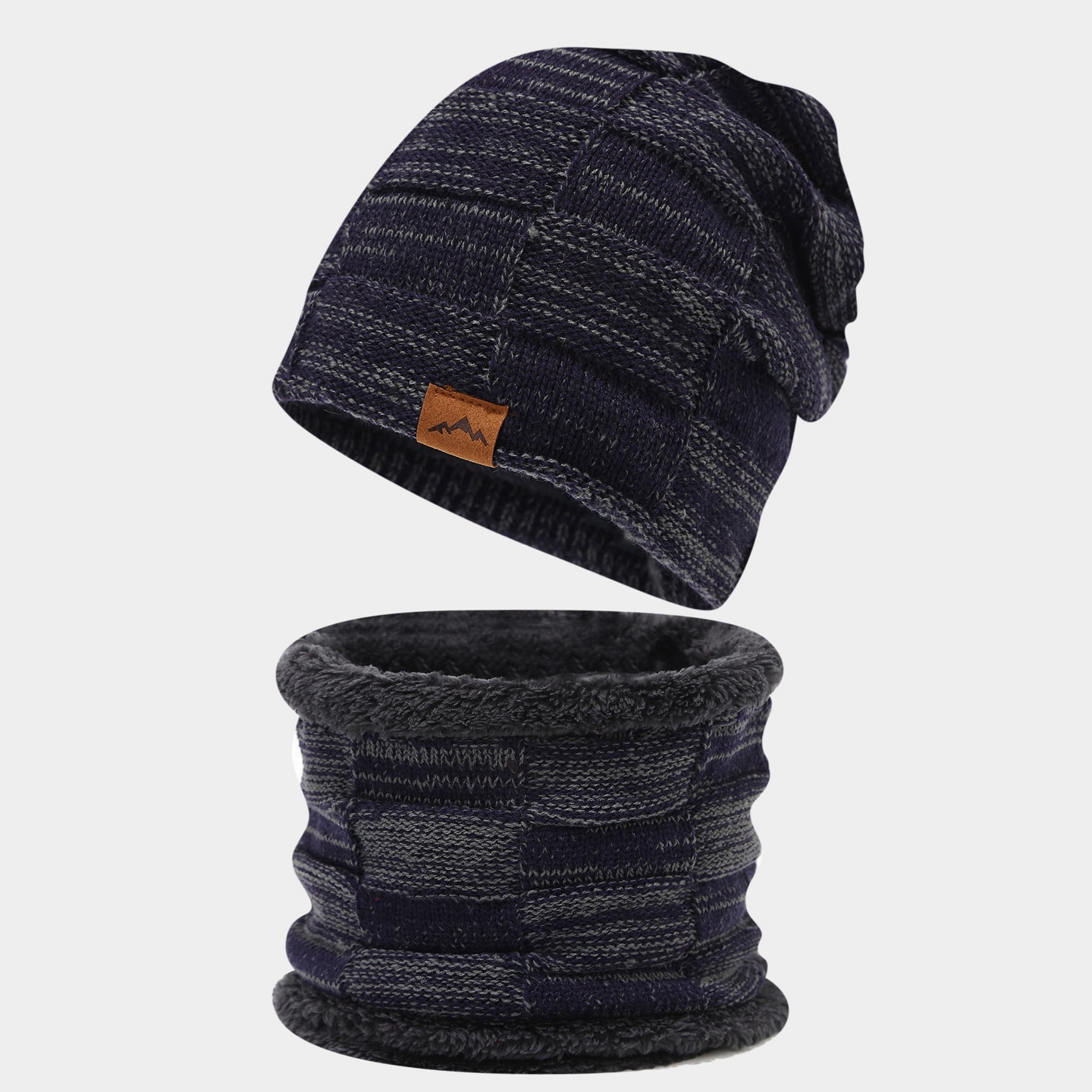 Transfronterizos Europa y Estados Unidos otoño y invierno más terciopelo mezcla de color versátil sombrero de punto de doble conjunto de gorras al aire libre para hombres y mujeres con terciopelo