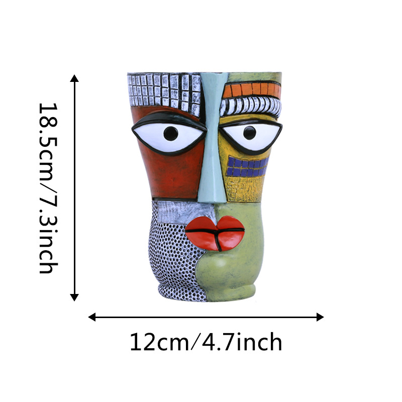  for Creative Human Face Abstract Face Colorful Flower Pot Home Desktop Balcony Courtyard Resin Potted Plant Ornaments