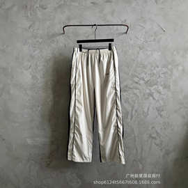 现货 25fwB家小刺绣梭织前后拼色运动裤校服裤休闲运动长裤男女