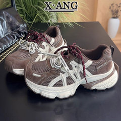 爆款真皮老爹鞋女款2025秋冬季新款厚底增高女鞋百搭休闲运动鞋子
