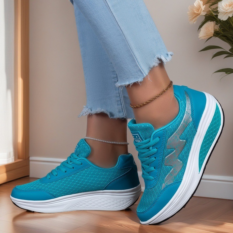 Zapatos casuales de primavera y verano para mujeres, zapatos casuales de suela gruesa para viajar y correr, zapatos de malla transpirables para mujeres, zapatos individuales