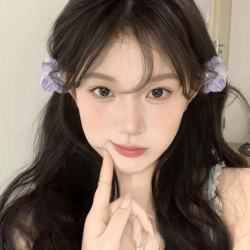 Super Fairy and Elegant Purple Mountain Tea Flower Small Grab Hairpin Seaside Photo Sweet Atmosphere Hair Accessories Side Clip
