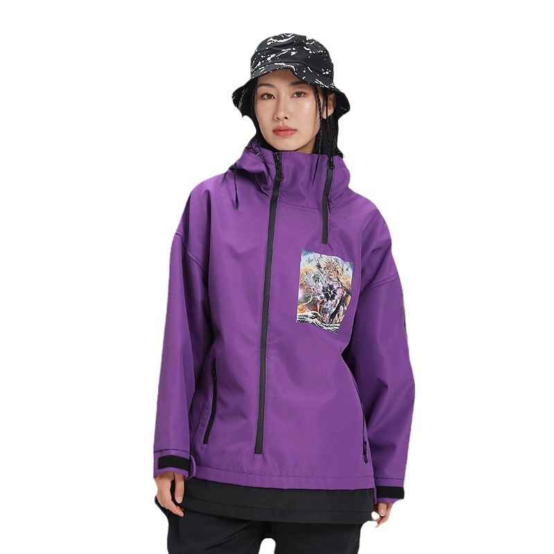 Jauna pāra slēpošanas kostīms sniega uzvalks foršs slēpošanas džemperis ar rāvējslēdzēju_voghion.com