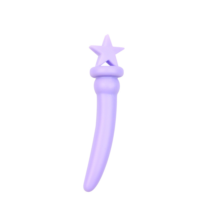 Cartoon Crescent Anal Plug, Purple Bear TPE Design, Smooth Non-Vibrating Insert — detail image 8