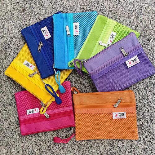 Double-layer mini small zipper bag, bank card and document bag, driving license bag, B8 item and receipt organizer, coin pouch