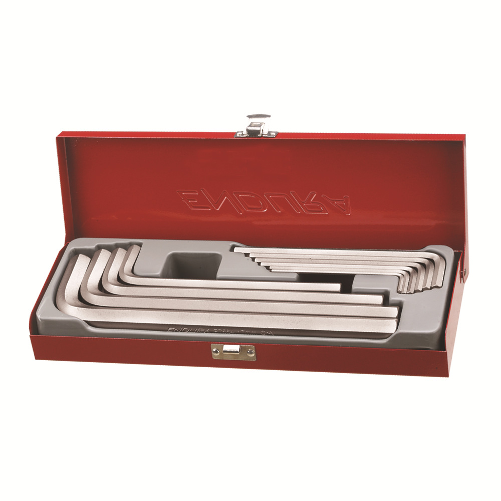 力易得10件套公制加长平头内六角扳手套装 E1582 3-17mm