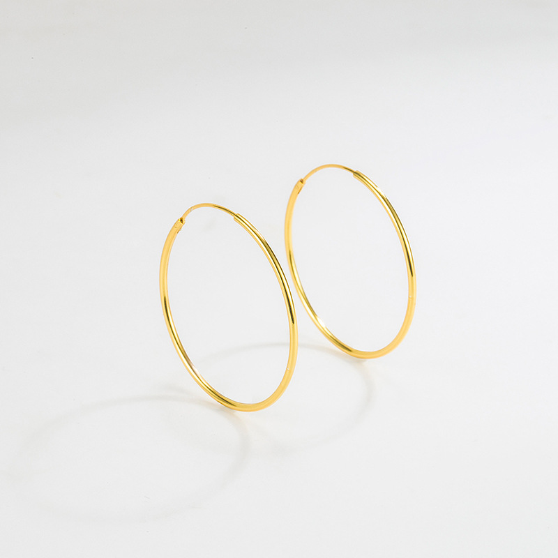 1 Pair 18K Gold Plated Silver Plated 925 Sterling Silver Round Earrings Ear Studs Ear Hook display picture 2