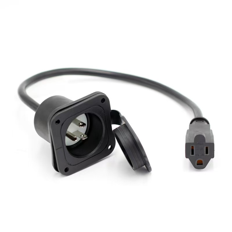 跨境美标5-15P插头延长线 美式防水防尘插座15A 125V电源延长线