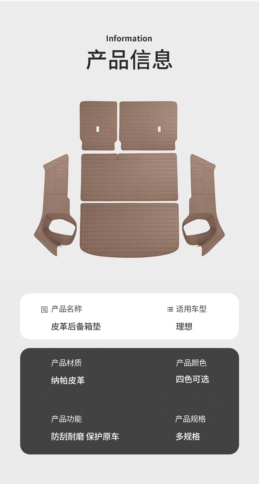 Suitable for Ideal I6 Trunk Mat, Full Coverage L6L7 Leather Trunk Mat, Scratch-Resistant and Wear-Resistant L8L9I8 Accessories