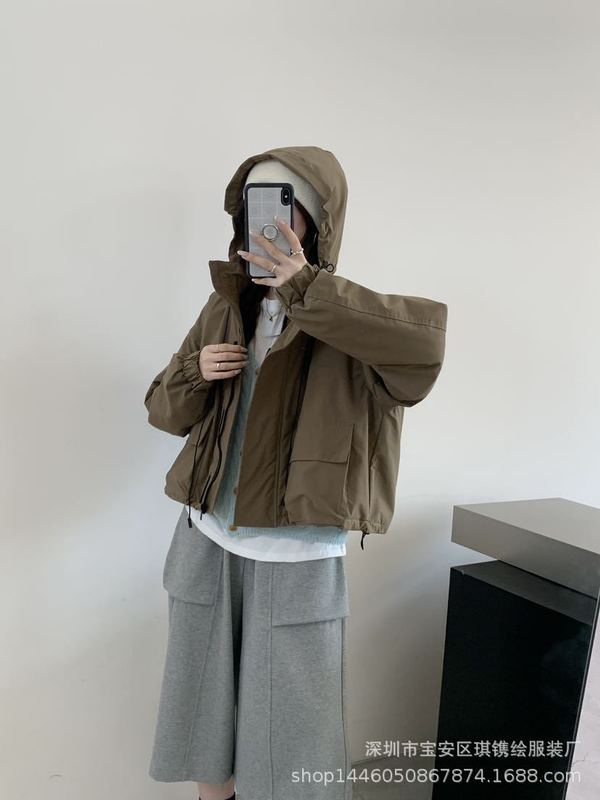琪镌绘制连帽冲锋衣外套女冬季款韩版时尚宽松显瘦风衣棉衣21609|undefined