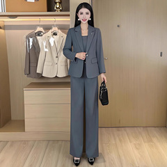 时尚西装套装女2025秋季新款气质修身西服外套背心西装裤三件套潮