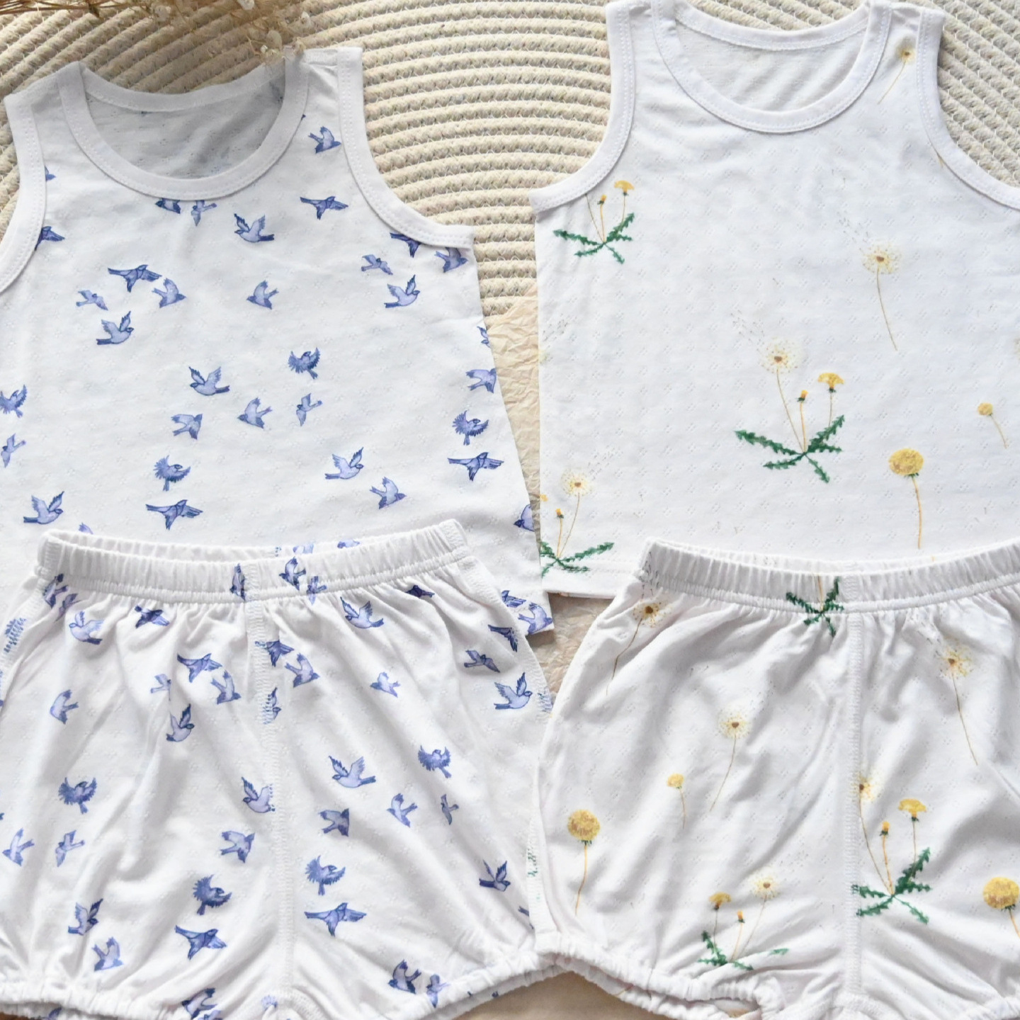 End of the Season Special Offer, No More Comfortable ~ Summer Thin and Soft Split Bamboo Cotton Set for Boys and Girls, Kidsren's Home Clothes Set