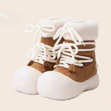 厚底保暖毛毛雪地靴短靴女2025新款冬季增高月亮靴丑萌滑雪高筒靴