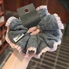 韩系灰色毛线针织大号大肠发圈女气质扎头发丸子头发绳低马头绳