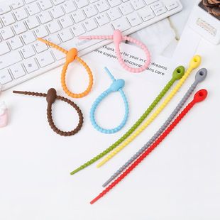 Silicone Tape Cable Tie Self-locking Colorful Tape Rope Elastic Band Elastic Rubber Band Organizer Home Storage