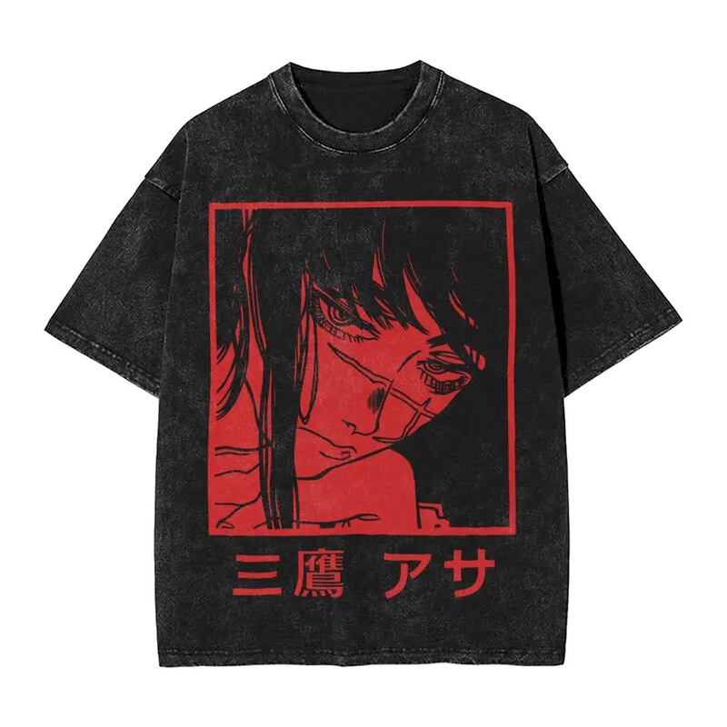 Anime Chainsaw Man T-Shirt Unisex Clothing T-Shirt Gothic Y2K Retro Washed Short Sleeve T-Shirt for Men Anime Chainsaw Man T-Shirt Unisex Clothing T-Shirt Gothic Y2K Retro Washed Short Sleeve T-Shirt for Men