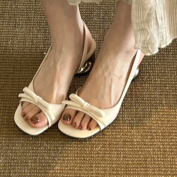 Gorgeous and Stunning Chunky Heel Bowknot Sandals for Women, 2026 Summer New Style, Elegant and Comfortable High Heels, Roman Shoes