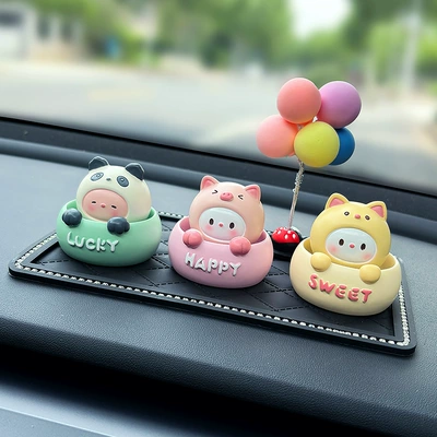 Car ornaments — Car Interior Accessories, Internet Celebrity - green-panda-pink-pig-cheese-meow-minnie-colorful-balloon-ornaments-small-diamond-inlaid-cushion