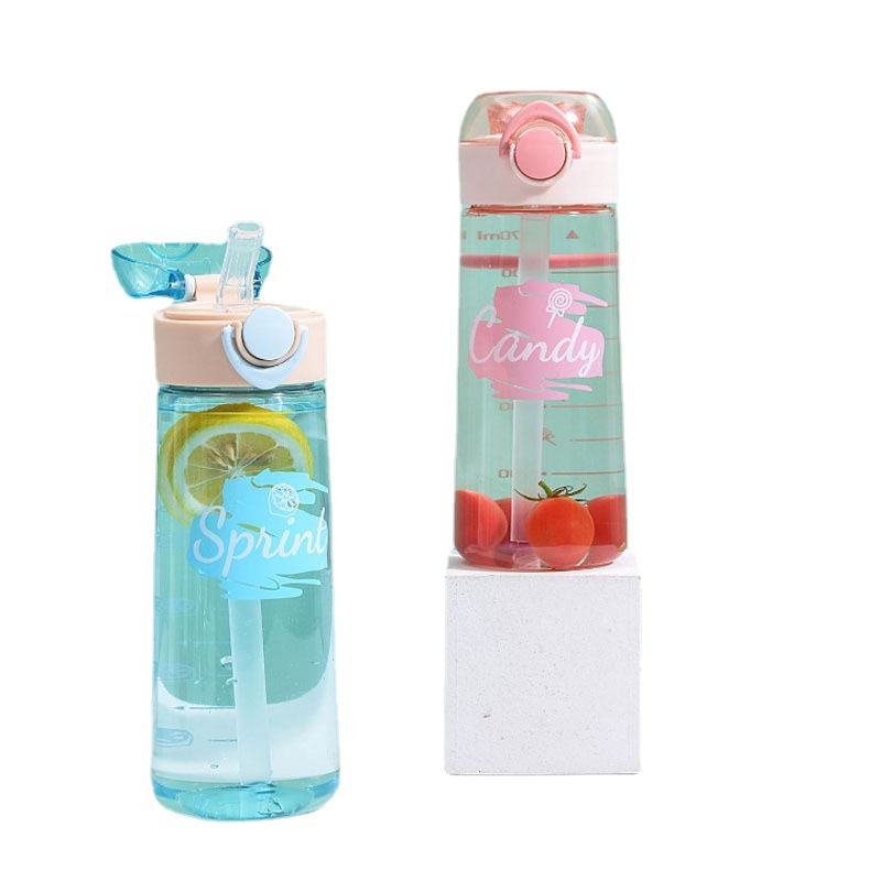 Tongtong estudiante portátil taza de agua taza de paja de silicona taza de agua de deportes para niños taza de espacio al aire libre taza de plástico portátil