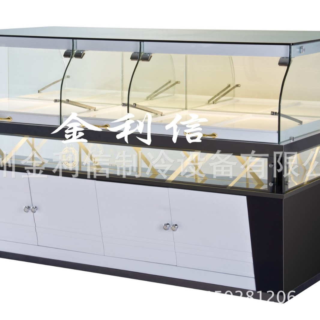 弧形抽屉式带灯箱面包中岛柜上海面包边岛展示柜木质面包货架