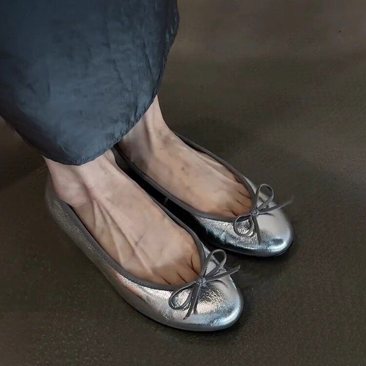 Sheepskin Version~2026 Thick-Heeled Slip-On Genuine Leather Women's Shoes, French-Style Round Toe, Comfortable Shallow Open-Toe Bowknot Flats Sheepskin Version~2026 Thick-Heeled Slip-On Genuine Leather Women's Shoes, French-Style Round Toe, Comfortable Shallow Open-Toe Bowknot Flats