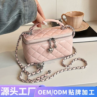 女包高级感定制小箱子包包女新款潮菱格盒子包百搭斜挎包女士包新