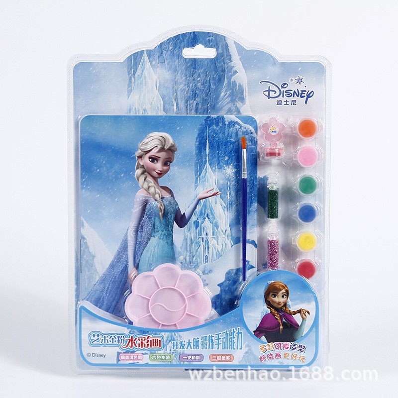 Disney Art Gold powder Watercolor Children&#39;s Hand DIY Two-in-one Graffiti Sand painting suit princess Cosmetics