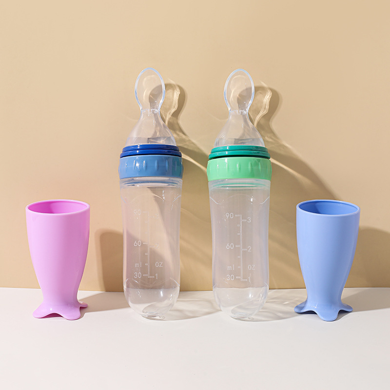 Botella de pasta de arroz de silicona para bebés Botella de suplemento alimenticio para bebés Botella de alimentación de cabeza blanda para bebés Cuchara de cereal de arroz Botella de leche