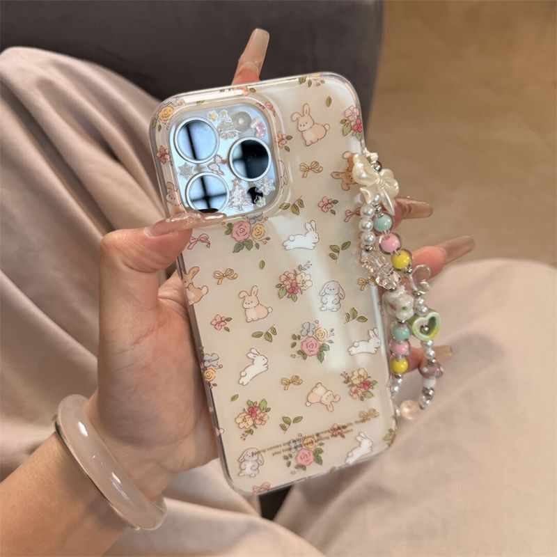 可爱丛林奔跑小白兔适用苹果16promax手机壳iPhone15新款13/14/12|undefined