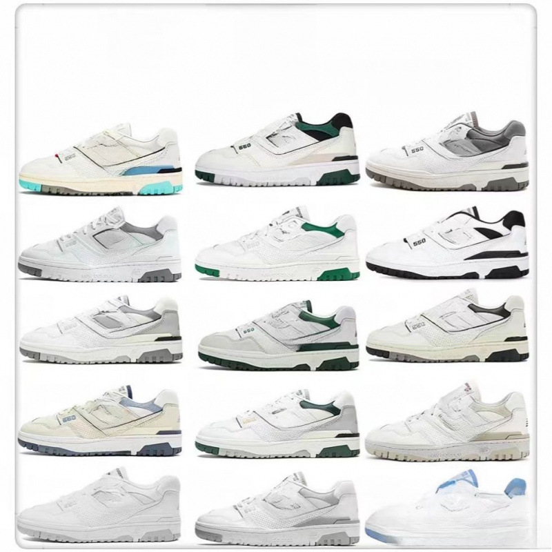 Putian New Balance Nb 550 White and Green Retro Sports and Leisure Couple Skate Shoes Trendyy Versatile Men's and Women's Sneakers