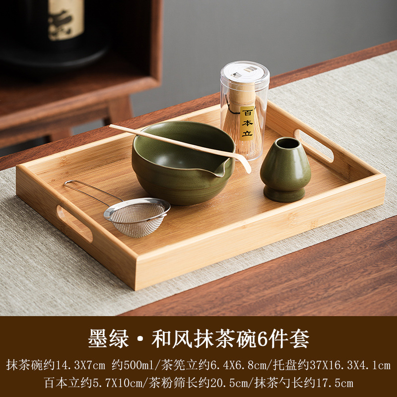 [가마가 짙은 녹색으로 변하다] 망치로 두른 말차 그릇 6종 세트