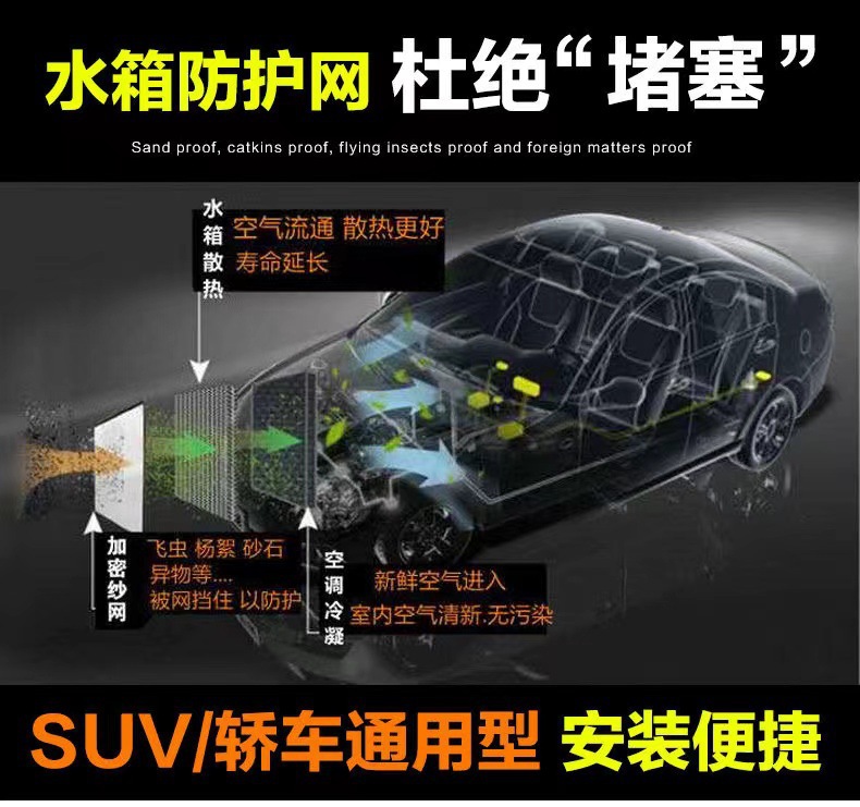 Car Water Tank Protective Net, Anti-Catkin Net, Anti-Catweed Net, Anti-Fluff Net, Anti-Insect Net, Front Net for Car, Universal Car Water Tank Net