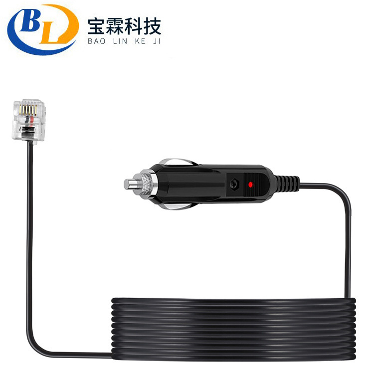 Factory Direct detection radar charging cable RJ11 vehicle-mounted power cord 12V2A driving recorder pressure reducing line Factory Direct detection radar charging cable RJ11 vehicle-mounted power cord 12V2A driving recorder pressure reducing line