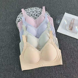 果冻条固定杯蕾丝花边无钢圈大码聚拢内衣软支撑收副乳透气文胸