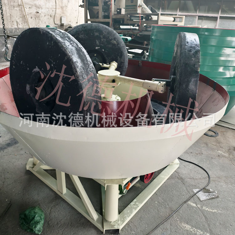 岩金矿设备湿碾机 1100型三轮式电碾机配7.5kw电机尾矿处理碾金机