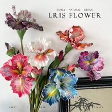 45cm短枝2头鸢尾花爱丽丝EVA手感仿真花自然风油画色假花家居装饰