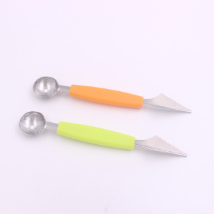Stainless Steel Watermelon Spoon Ball Digger Fruit Cutting Tool Pattern Split Carving Knife Meat Digging Fruit Round Spoon