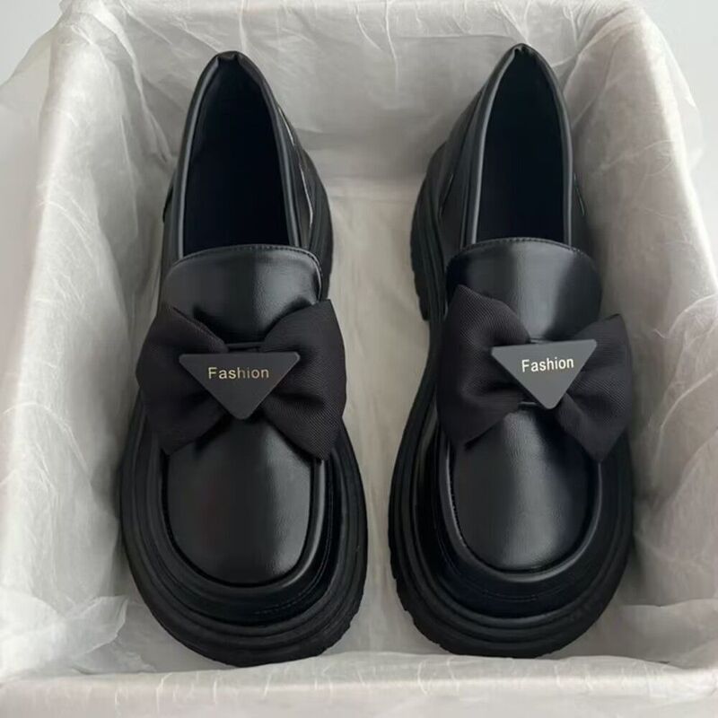 34-42 Japanese Jk Slip-On Bowknot Loafers Autumn New Thick-Soled Height-Increasing Women's British Style Leather Shoes 34-42 Japanese Jk Slip-On Bowknot Loafers Autumn New Thick-Soled Height-Increasing Women's British Style Leather Shoes