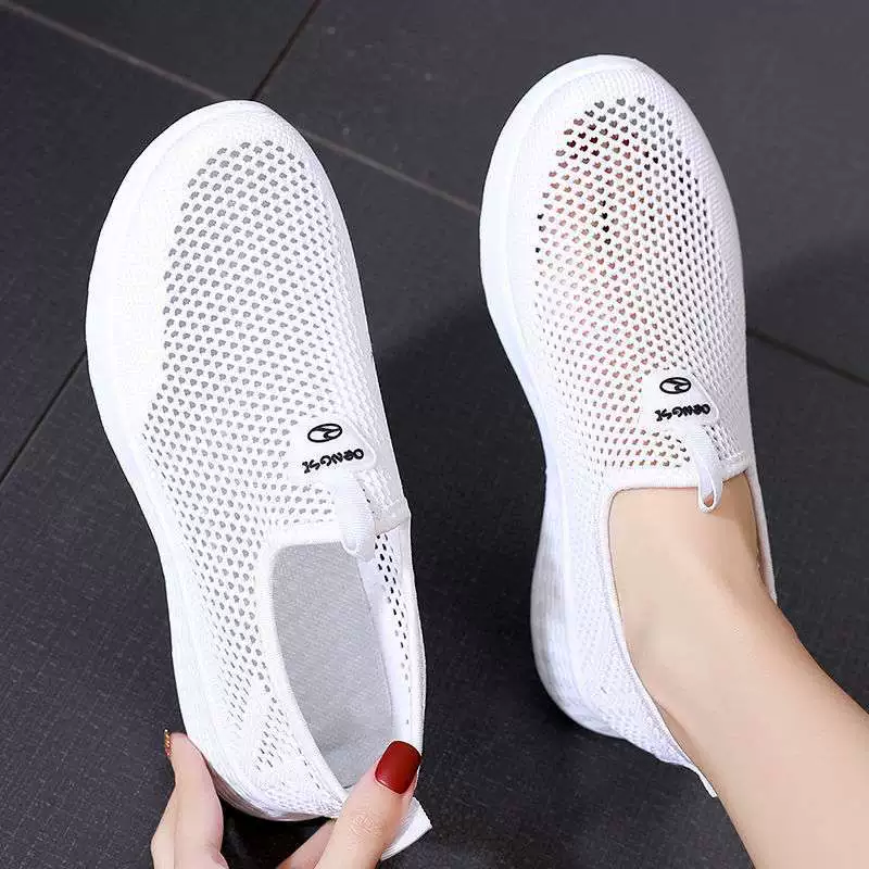Белые туфли, спортивная обувь с сеткой, старая обувь из северной ткани, женская летняя обувь с дышащей сеткой, новая повседневная обувь для мам, универсальная женская обувь