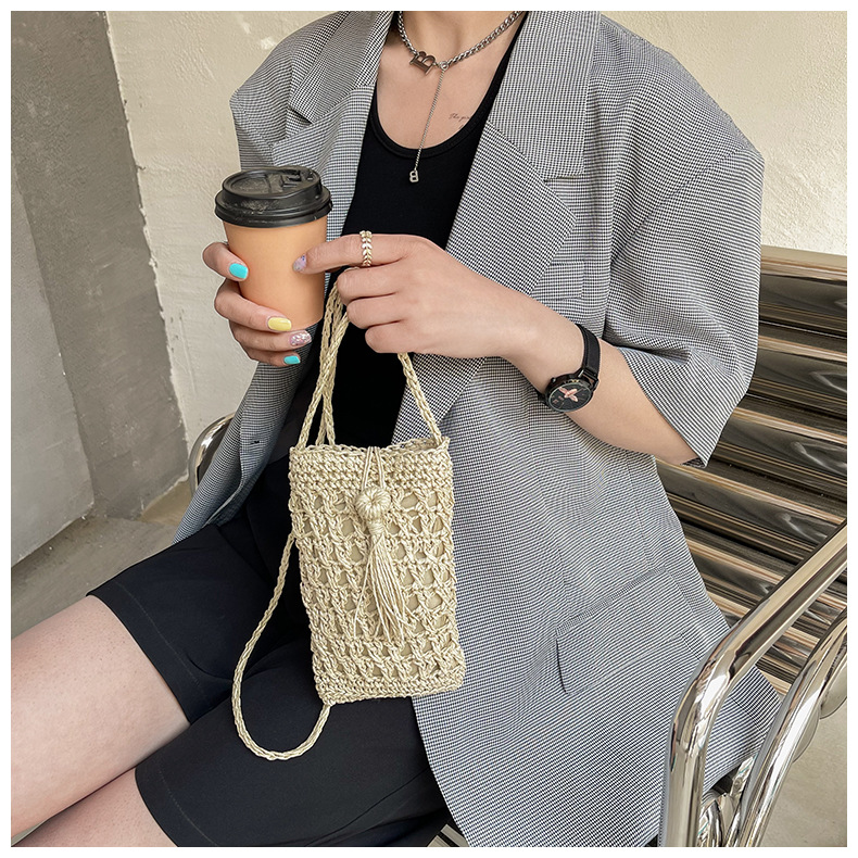 Korean trendy fashion straw messenger bagpicture9