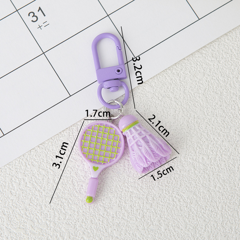 귀여운 시뮬레이션 배드민턴 열쇠고리/보라색