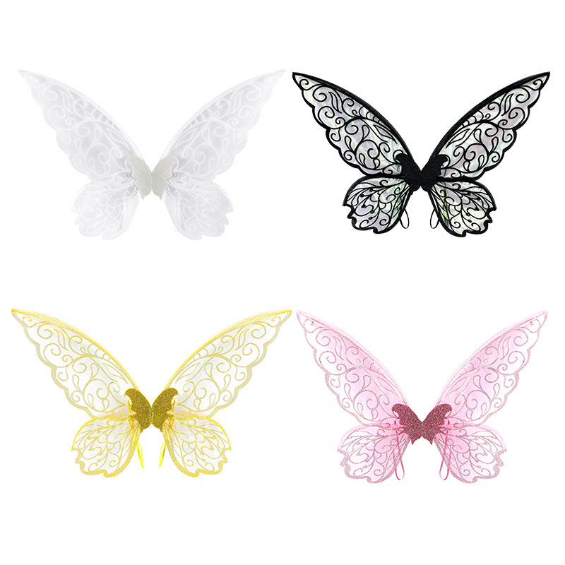 Factory wholesale adult children's party shallow gold butterfly wings props children's day performance elf wings