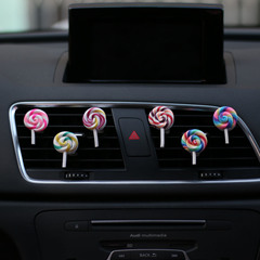 Cute Rainbow Lollipop Car Air Vent Scent Car Air Conditioner Solid Scent Holder Car Decor Fragrant Pellets