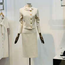 职业装套装秋季新款韩版修身两件套短款小香风外套半身裙女两件套