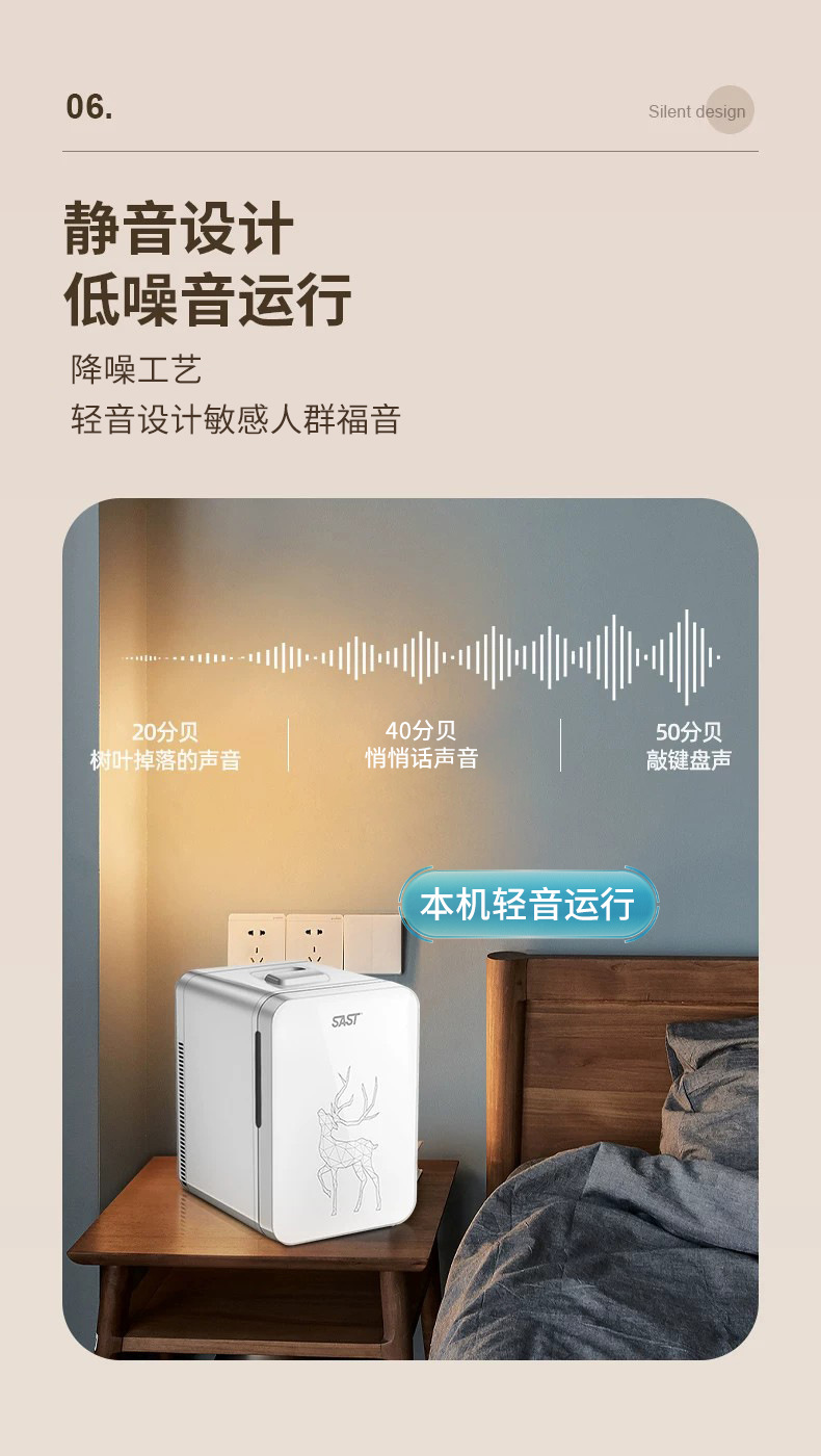 Sast Mini Car Refrigerator, Dual-Use for Car and Home, Small Refrigerator for Dormitory, Cosmetic Cooler, Single-Door Refrigeration 16L