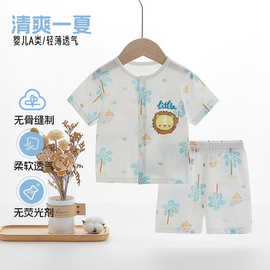 新生婴儿衣服夏天薄款短袖纯棉套装初生宝宝夏装两用档短裤两件套