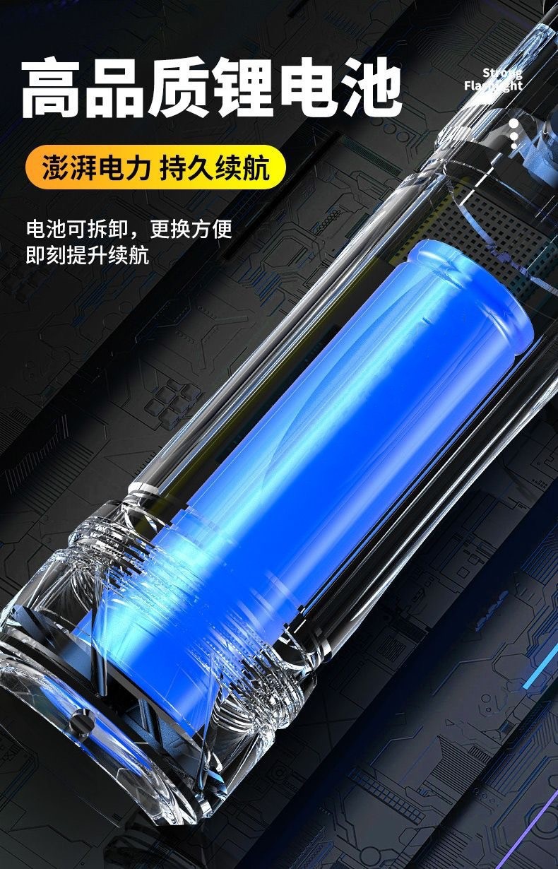 Cross-Border Hot-Selling Ultra-Bright Flashlight for Outdoor Use, Long-Range, Super Bright, Patrol, Flood Prevention, Rechargeable Emergency Work Light