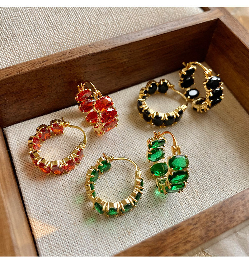 1 Pair Elegant Oval Inlay Copper Zircon Earrings display picture 2