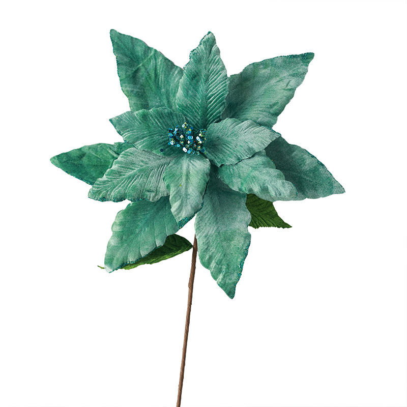 Nuevos productos transfronterizos de flores de Navidad verdes 40cm supergran tamaño de alta calidad fijación de diseño de flores decoración de árbol de Navidad